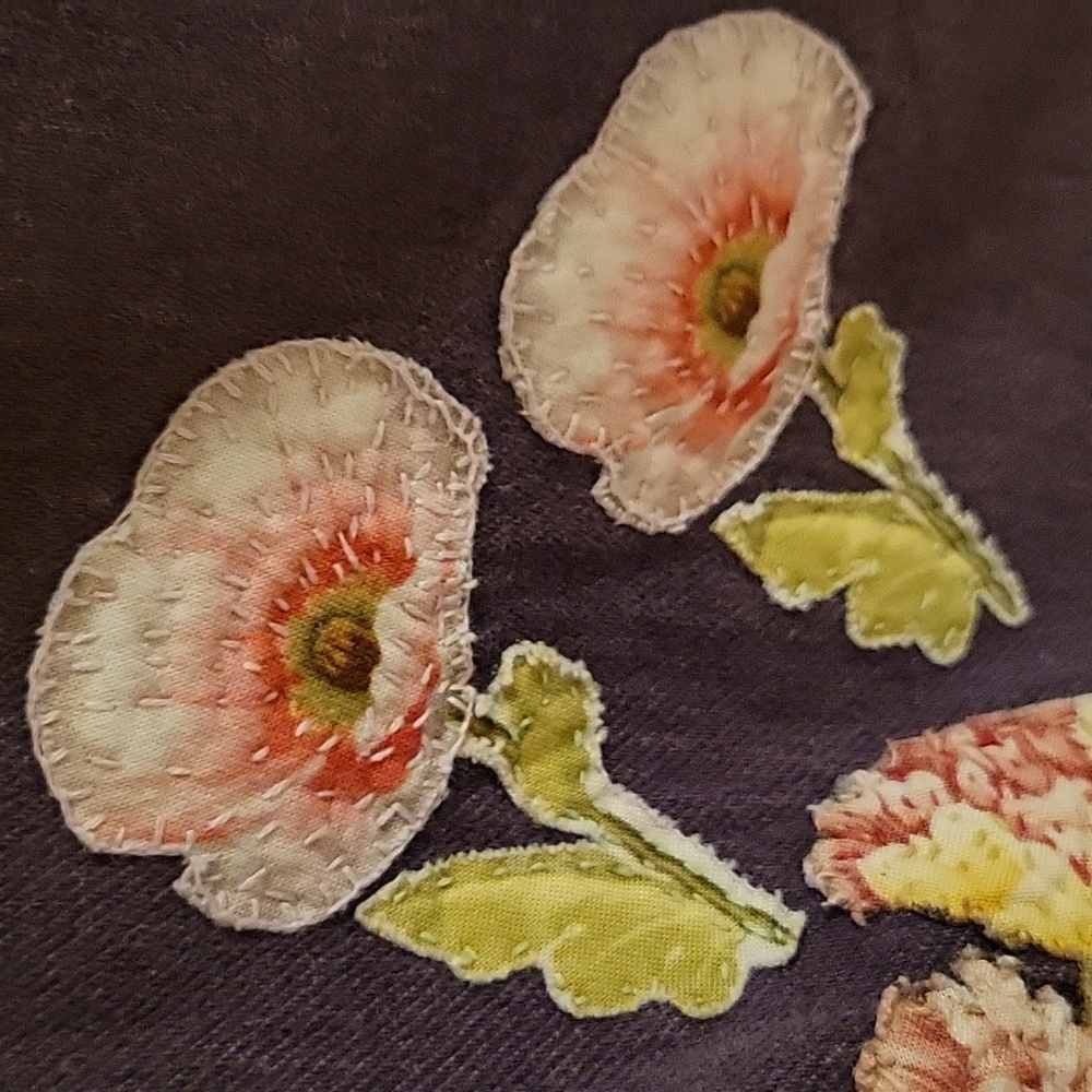 HAND CRAFTED Jeans UPCYCLED Purple Denim Embroidery Floral Applique Size 12 - Picture 15 of 17